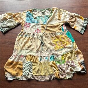 Jaded Gypsy Boho Patchwork Midi Dress in Multi